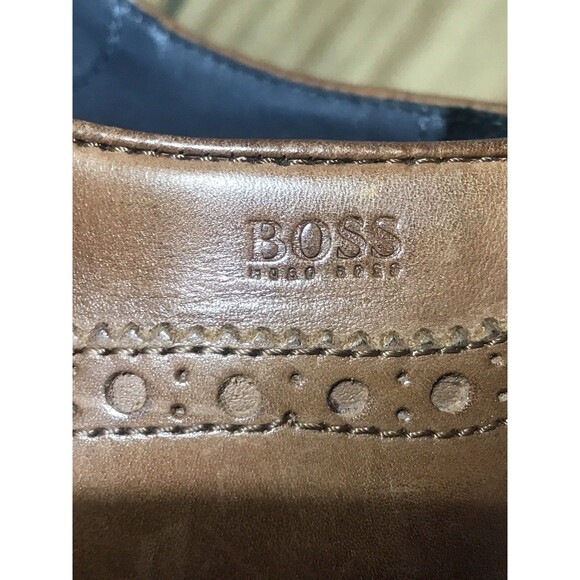 hugo boss Brown Leather Wing Tip Vero Cuoio Lace Up Shoes Men 9.5 main image 13